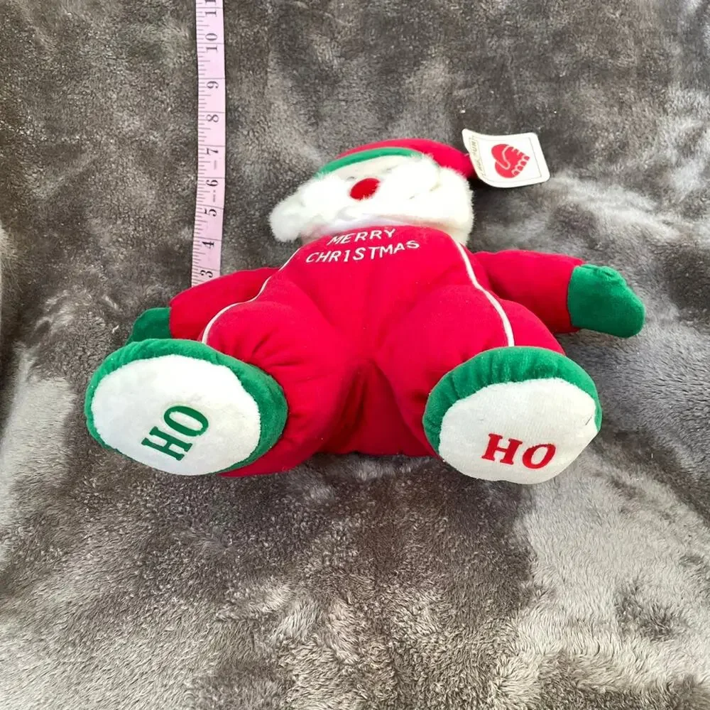 HugFun Santa Claus Plush with Rattle Inside Ho Ho Feet Christmas Vtg TAGS READ
